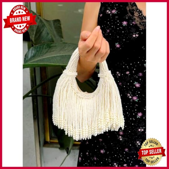 Sparkly Sequin Clutch Evening Handbag with Beaded Tassel for Wedding Party Prom - Picture 3 of 7